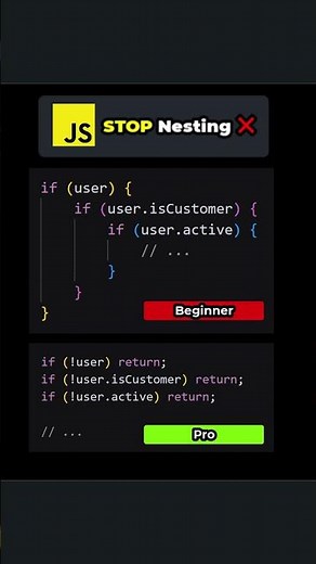 Stop Nesting if Statements 🤯 Use Early Returns Like a Pro #javascript #coding #webdevelopment