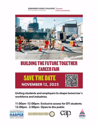 Dawson Technical Institute on Instagram: "Career goals on your mind? 👷🏾‍♀️⚡️ Join us Wednesday, November 12, 2025 for DTI’s Skilled Trades Career Fair! Meet employers, explore high-demand careers, and learn how to start your journey in construction, electrical, welding, plumbing, and more. 📍 Details in the flyer — tag a friend and pull up! #DTI #GroundbreakersStudyHere #CareerFair #SkilledTrades #ChicagoJobs #CityColleges #ConstructionCareers"
