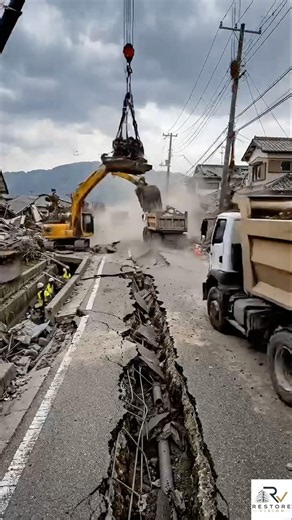 Extreme Road Repair Project Following Earthquake Disaster #ViralVideo #DisasterRecovery #explorepage