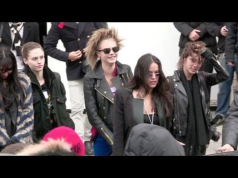 Cara Delevingne and Michelle Rodriguez attending the Chanel Haute Couture fashion show