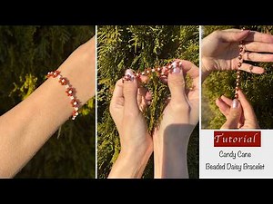 🍬 POPULAR Candy Cane Bracelet TUTORIAL! Easy Step by Step DIY Christmas Bead Jewelry 🎄✨
