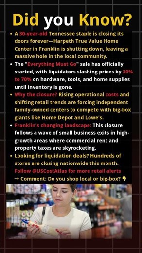 Did You Know? Harpeth True Value in Franklin is Shutting Down! #retail #news