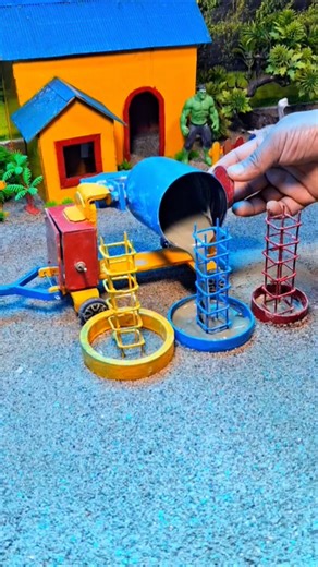 Making Three Mini Footing Pillars | Mini Construction Satisfying 🏗️🔥#shorts #youtubeshorts