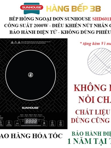 Bếp Hồng Ngoại Cơ Sunhouse SHD6011 - Không kén nồi chảo làm nóng nhanh. Đa chế độ nấu bảo hành 12 Tháng. #bephongngoai #shopgiaonhanh