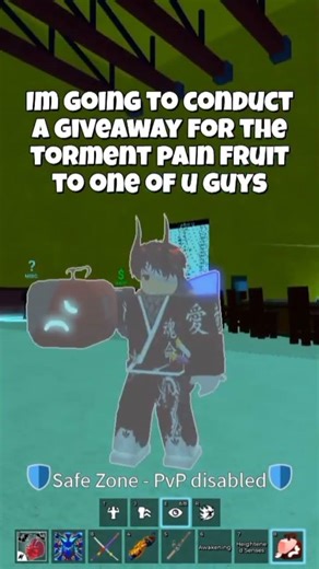 Giveaway of torment pain in blox fruits#roblox #bloxfruits #guide #robloxedit #gaming #rip_indra