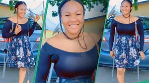 “Come lets marry”: Nigerian lady with one leg gets romantic gestures from men