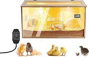 Natural Wooden Chick Box Reptile Brooder Box Supply Indoor Small Chicken and Reptile Suitable for 24‘’x16‘’