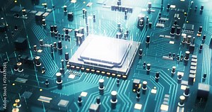 High Tech CPU Computer Processor On Server Computer. Futuristic Technology. Computer And Technology Related 4K 3D CG Animation.
