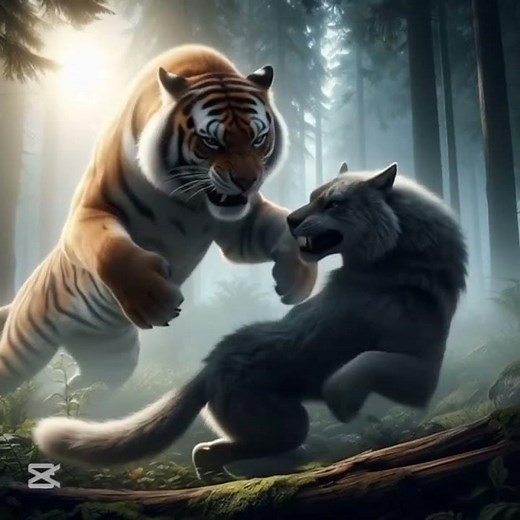 Tiger Vs wolf Hybrid #feed #ai #hybridanimals