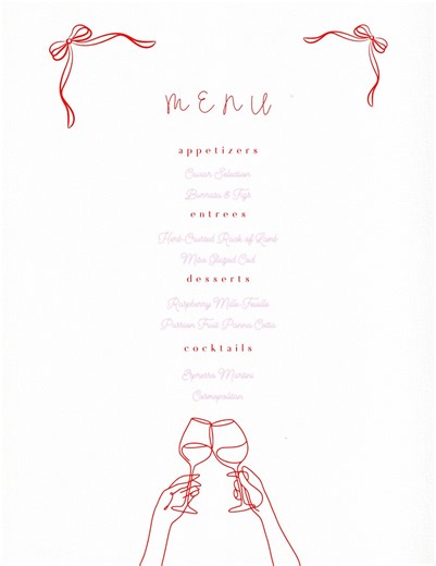 Romantic Dinner Party Menu Template | Elegant Canva Design (digital Download) - Etsy