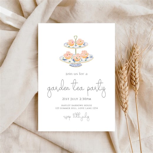Garden Tea Party Invitation Editable Template | Afternoon Tea Invite Printable | Tea Party Invite | Ladies Tea Invitation | 365 - Etsy