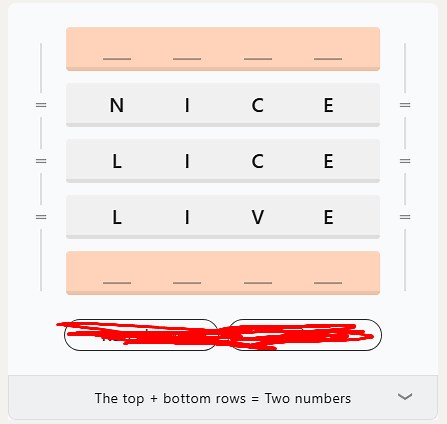 The puzzle states: "The top   bottom rows = Two numbers. What n... | Filo