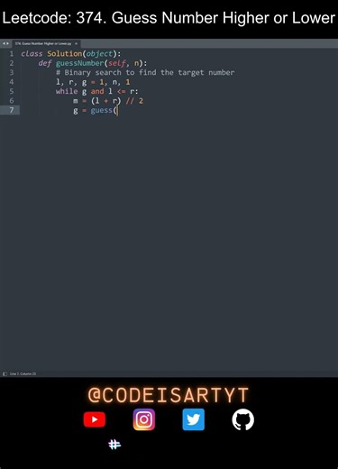 Leetcode 374. Guess Number Higher or Lower in Python | Python Leetcode | Python Coding Tutorial