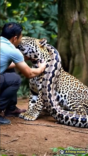 We found the leopard with the python attached to it