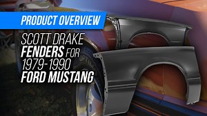 Scott Drake reproduction steel fenders are a direct replacement for the 1979 through 1990 Mustangs. These fenders are EDP coated for corrosion protection and have a smooth finish without molding holes allowing for different trim options. The passenger side fender includes an antenna hole. These fenders will fit 1991-1993 Mustangs, but they are not original equipment dimensions for those years. The 1991-1993 Mustangs had wider fender openings to accommodate 16-inch wheels. Made from high-quality 