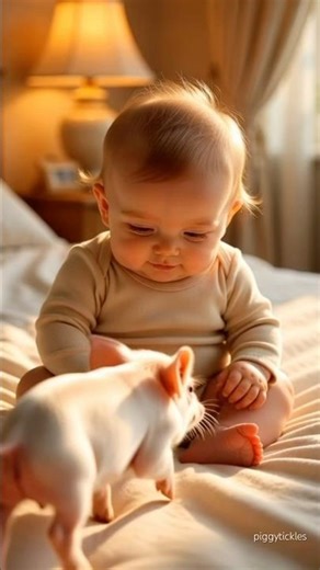 Baby giggles as mini pig sniffs tiny feet 🐷👶 | 赤ちゃん大笑い | ベビー足 सूँघकर हँसी #shorts #viral