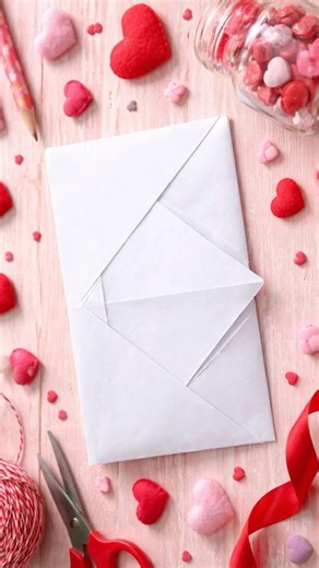 Pull-Tab Surprise Envelope | Simple Paper Craft for Valentines #valentinesday #lovenotes #origami