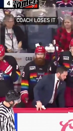 Allen American's head coach Chad Costello comes unglued during the 3rd periodagainst the Fort Wayne Komets. 10/10 blazer toss 😂 #Hockey #hockeyfights #hockeylife #hockeyplayers#coach #freakout #nhl #ahl #echl #thejungle #texas | Minor League Madness