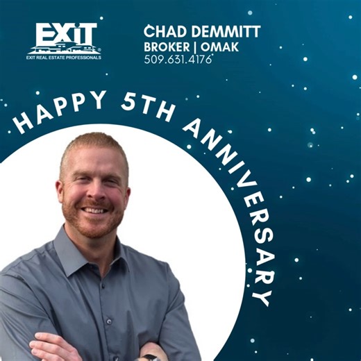 🎉 Celebrating 5 Years of Excellence! 🎉 Join us in congratulating Chad on his 5th anniversary serving the Omak & Tri-Cities area with EXIT Real Estate Professionals. ✨ For all your EXIT real estate needs, Chad is here to guide you every step of the way! | EXIT Real Estate Professionals