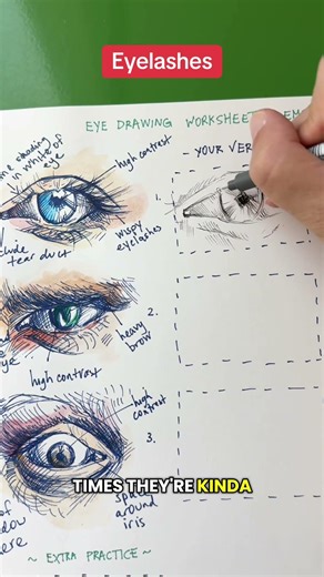 How to draw eyelashes in your eye drawings #eyedrawingtutorial #howtodraw #penandinkdrawing