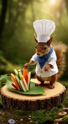 🐿️🥗森の小さな動物さんたちの素敵な暮らし／リスさんたちは森の野外厨房でアペロ作りに大忙し！#小さな動物が好きな人とつながりたい #癒されるai動画が好き#Little_Forest_Life
