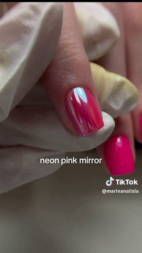 Neon Pink Chrome Nails with Luxa Polish