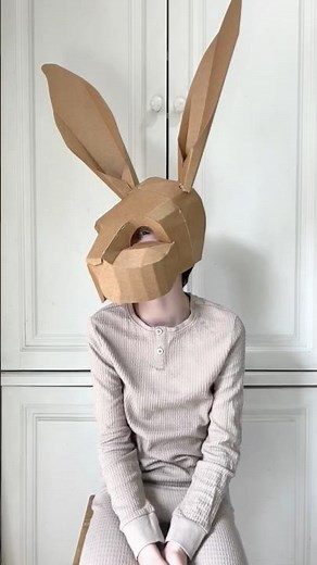 DIY Cardboard Bunny Rabbit mask for Easter. Template tutorial available from website