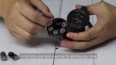 Metal Polyhedral Bullet Dice Set of 7 with Spinning Revolver Cylinder Container - Cyberpunk Style Dice for D&D, Sci-Fi, War, or Crime Theme Tabletop Games (Black)