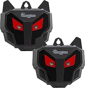 Sunnydaze Wall-Mounted Solar Nocturnal Animal Repellers - Waterproof Design - Red Flashing Lights - Battery Included - 2-Pack, Black, XPT-0492