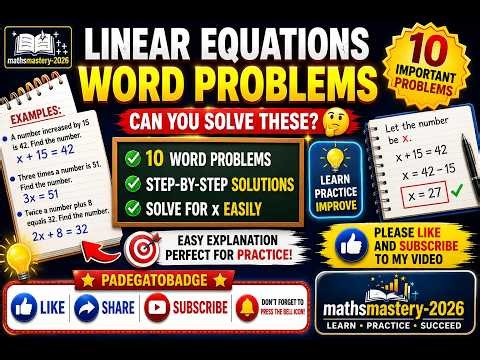 10 Linear Equations Word Problems | Step-by-Step Solutions 🔥
