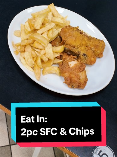 Some more CLASSIC Chippy food, Chicken and Chips!! This is an 'Eat-In' item so you get FREE choice of all our sauces AND condiments in our seating area!! GREAT food at a GREAT Price, So leave it to US...#foodtok #sevenseas #foryoupage #fyp #Chippy