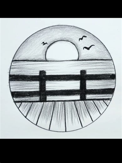 Easy circle drawing 😍#easydrawing #stepbystep #drawingideas #bestdrawing #scenery