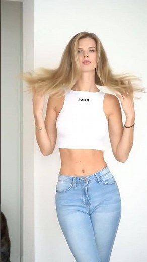 White Crop Top + Light Blue Jeans = Perfect Casual Style ✨ #ootd #mimoda