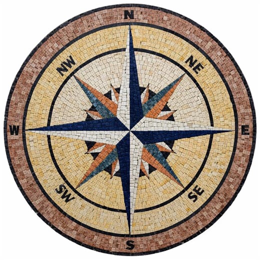 Handmade Compass Rose Mosaic - Nautical Round Floor Medallion - Mosaic Tiles - Home Decoration - Indoor/outdoor - Custom Sizes - Etsy