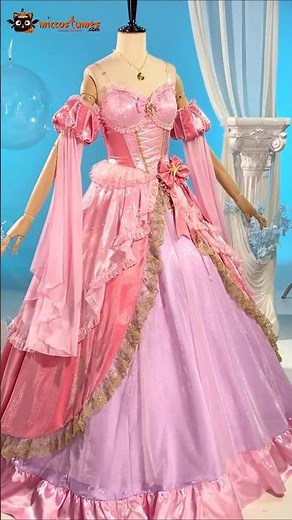 The Little Mermaid Princess Cosplay Costume Pink Dress with Neckpiece and Sleeves