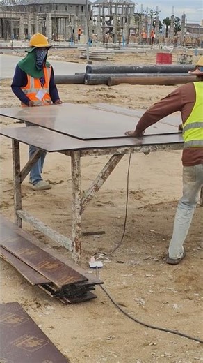 Cutting Plywood for Concrete Ring Beam Formwork on Site