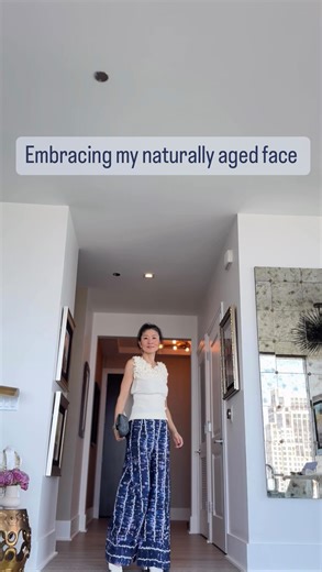 Society may have conditioned us to hide our gray, but I’m breaking free! At 54, I’m loving my natural look and ditching the chemicals. It’s time to silence that little voice in your head and unapologetically love yourself. Style has no age limit! I’m rocking tie-dyed flare pants and a white top, because confidence and self-love are the ultimate fashion statement. Life after 50 is not frumpy or boring - it’s exciting, content, and evolving. Let’s embrace our authentic selves and live life to the 