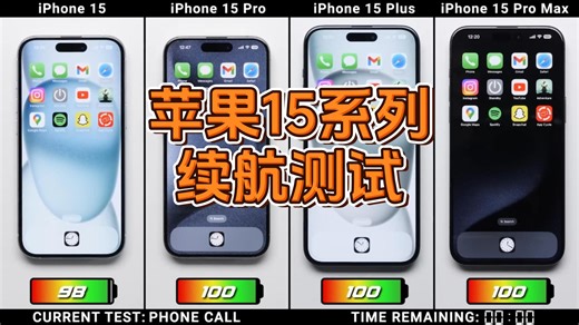 iPhone 15系列四款手机电池续航大比拼！