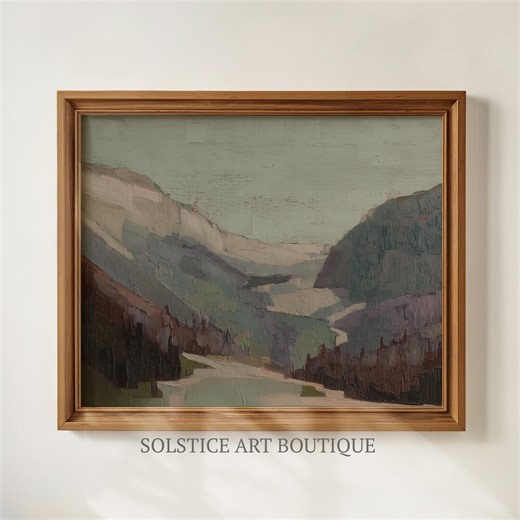 Boho Abstract Mountains and Forest Art | Tonal Landscape Vintage Painting | Neutral Tones | PRINTABLE Digital Wall Art - Etsy