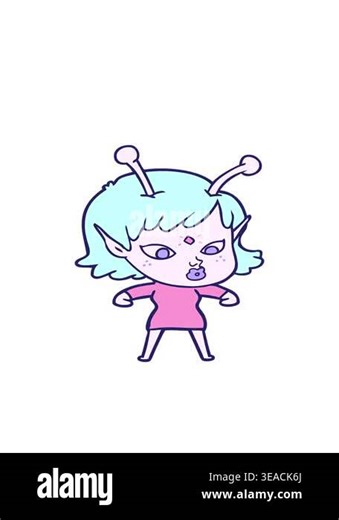 bobbing motion animation of a pretty cartoon alien girl Stock Video Footage - Alamy