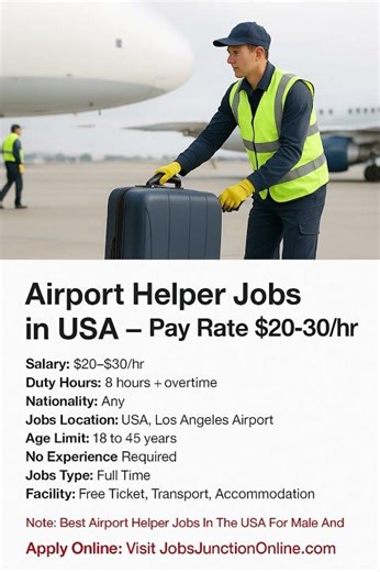 Baggage Loader Hiring in USA Airport | High Salary $30/Hour | No Experience Needed