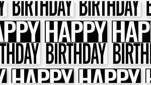 Download happy birthday text in black and white on a white background for free