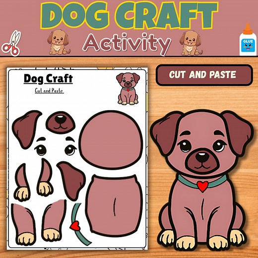 Dog Craft Activity | Printable Cut and Paste Worksheet | Pet Themed | Farm Animals for Kids - Etsy