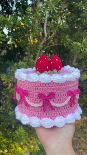 Crochet Birthday Cake Tutorial for a Pink Strawberry-Themed Birthday