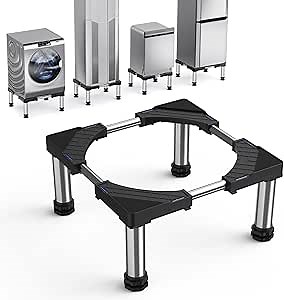 Mini Fridge Stand with 4 Strong Feet Washing Machine Stand Base Adjustable Universal Stand Base for Portable Refrigerator Dryer Stand Laundry Pedestal Appliance 7.9"-9.1" Height(Black)45-65 cm