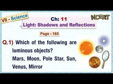 Ch:11 - Pg:165 - Q.1) Which of the following are luminous? Mars, Moon, Pole Star, Sun, Venus, Mirror