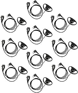 2Pin D Shape Earpiece Headset CP200D CP100D Earpiece with PTT/Mic for Motorola Walkie Talkies Radios R2 CP200 CP185 BPR40 BPR40D CLS1410 CLS1110 DTR700 RDU4100 RDU4160D RMU2040 RMU2080D CLS CP.