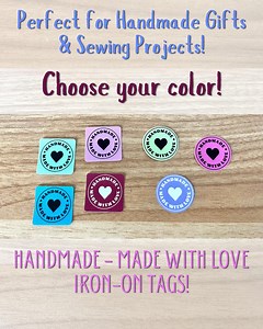 Handmade With Love Tag - 100  Labels, Printed Iron-on Tag, Heat Transfer Fabric Tag, Personalized Label, Kids Cloth Tag, Choose the Color - Etsy