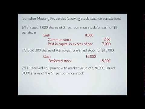 Issuing Stock Transactions and Calculating Paid-in Capital - Financial Accounting video