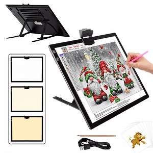 KOBAIBAN A3 Light Pad, Rechargeable Light Board for Diamond Painting, Tracing Light Box with Stand and Clip, Light Table Lightbox for Tracing, Drawing